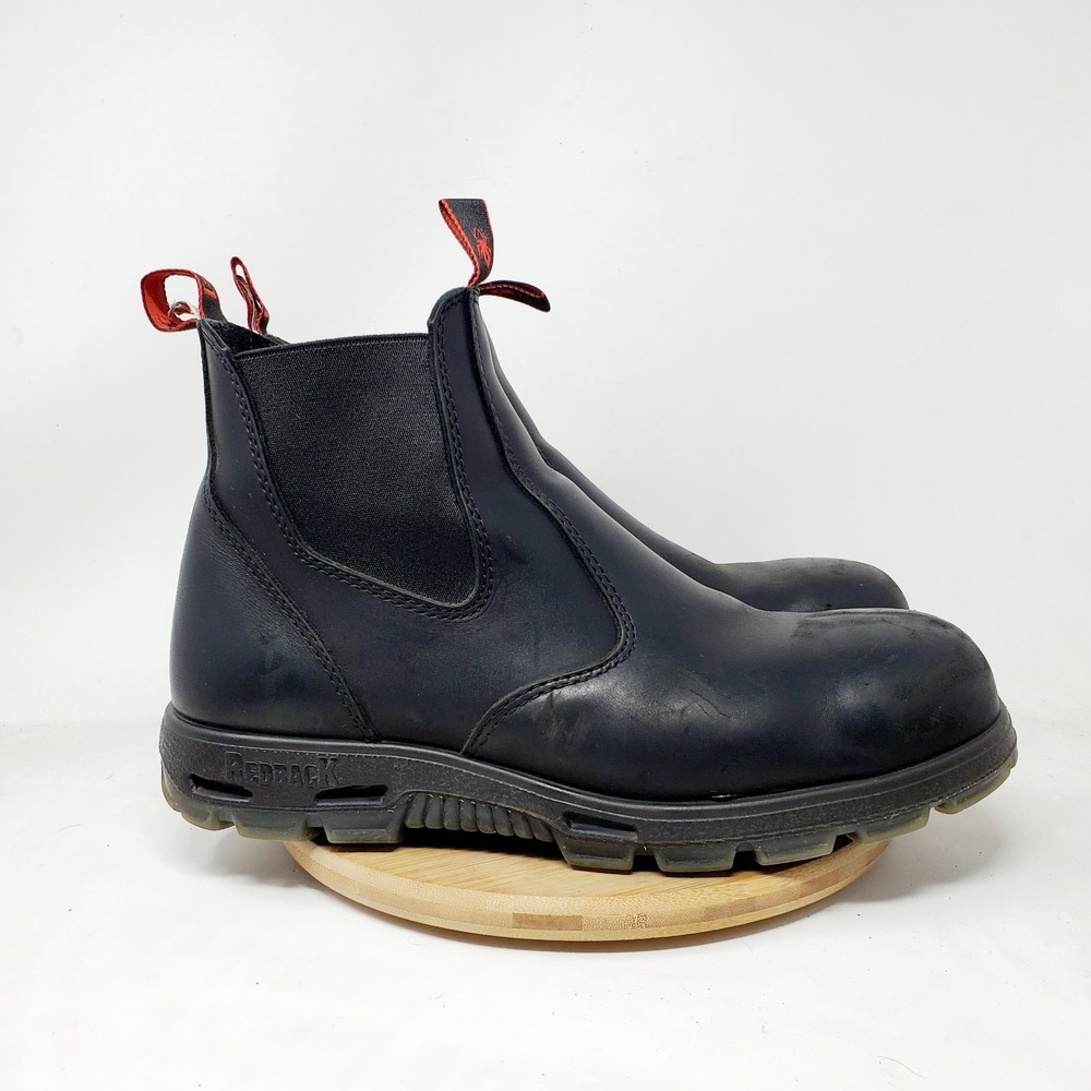 Redback Boots Mens 12 Chelsea Black Leather Safety Toe Work Casual Shoes